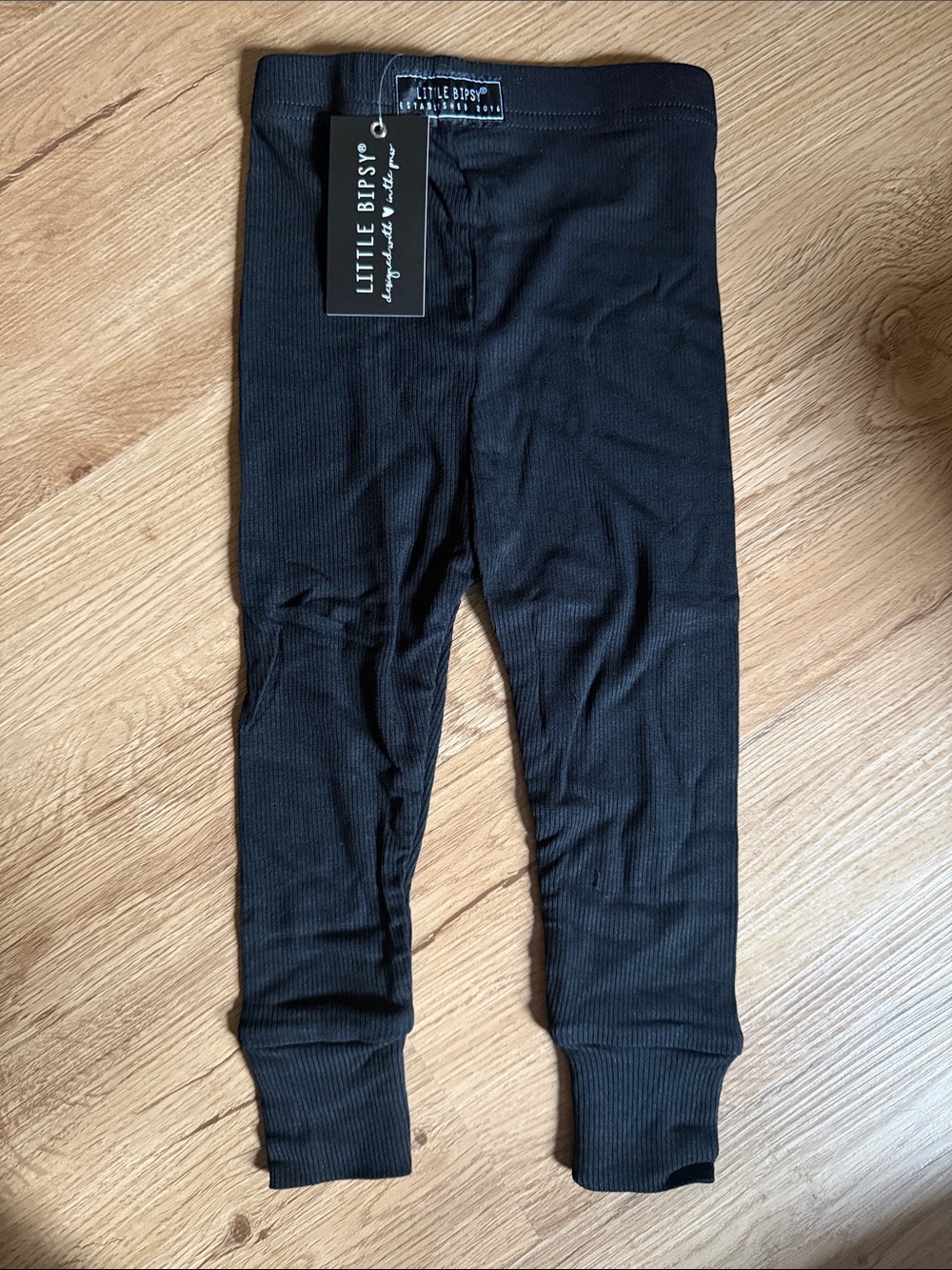 Little Bipsy Black Ribbed Leggings for Kids